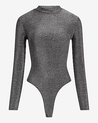 Glitter Mech Mock Neck Long Sleeve Bodysuit