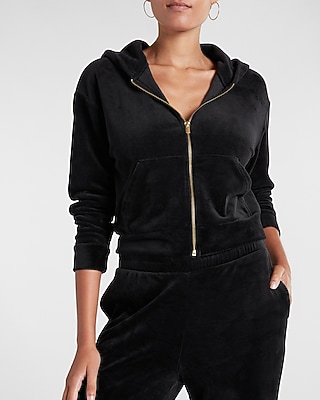 Velour Zip Up Hoodie | Express