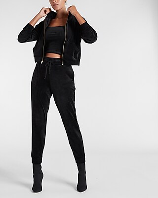Velour Zip Up Hoodie | Express