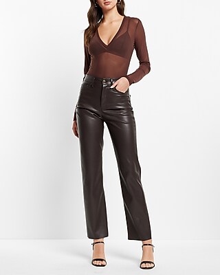 Fitted Mesh Deep V-neck Bodysuit | Express