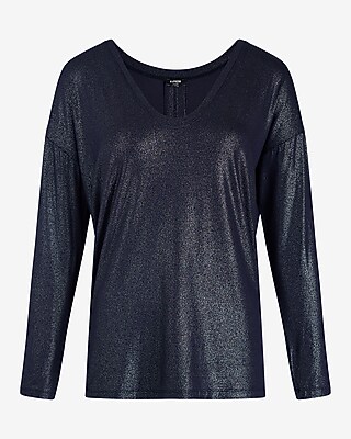 Supersoft Relaxed Shine V-Neck Long Sleeve Tee