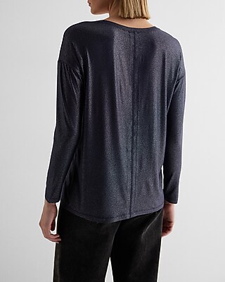 Supersoft Relaxed Shine V-Neck Long Sleeve Tee
