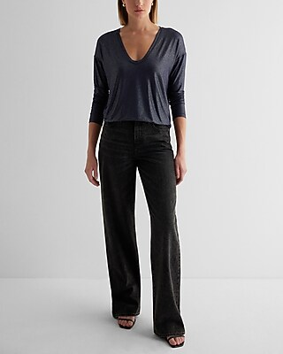 Supersoft Relaxed Shine V-Neck Long Sleeve Tee
