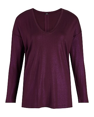 Supersoft Relaxed Shine V-Neck Long Sleeve Tee