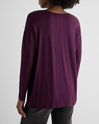 Supersoft Relaxed Shine V-Neck Long Sleeve Tee