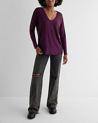 Supersoft Relaxed Shine V-Neck Long Sleeve Tee