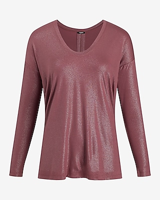 Supersoft Relaxed Shine V-Neck Long Sleeve Tee