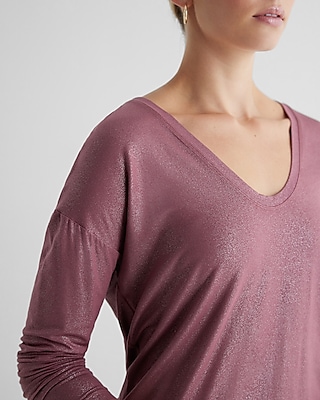 Supersoft Relaxed Shine V-Neck Long Sleeve Tee