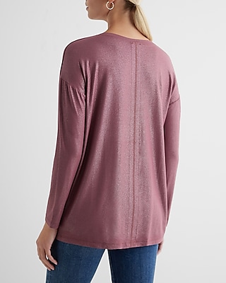 Supersoft Relaxed Shine V-Neck Long Sleeve Tee