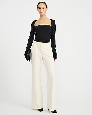 Long Sleeve Faux Fur Cuff Ruched Top