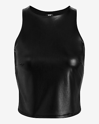 Body Contour Faux Leather High Neck Tank