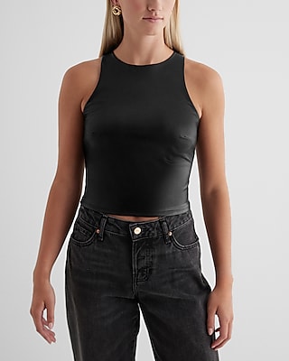 Body Contour Faux Leather High Neck Tank