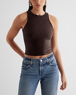 Body Contour Faux Leather High Neck Tank