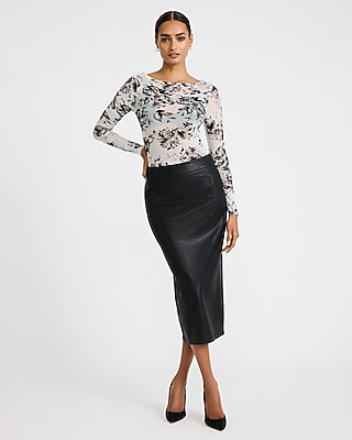 Floral Flocked Mesh Long Sleeve Bodysuit