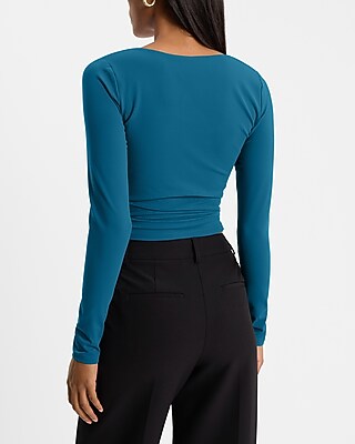 Asymmetrical Neck Long Sleeve Tee | Express