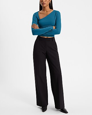 Asymmetrical Neck Long Sleeve Tee | Express