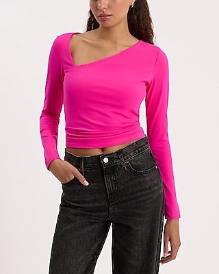 Asymmetrical Neck Long Sleeve Tee