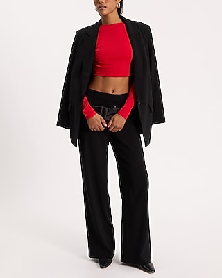 Crew Neck Long Sleeve Open Back Cropped Tee