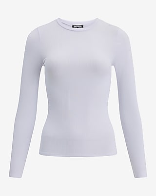 Fitted Ribbed Crew Neck Long Sleeve Tee