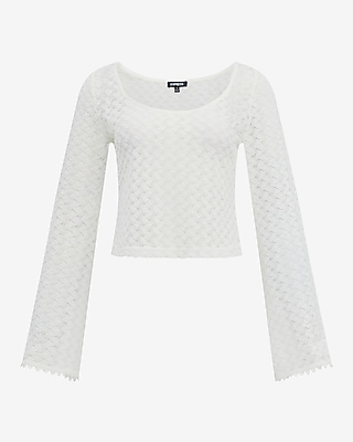 Crochet Scoop Neck Long Sleeve Top - image 5
