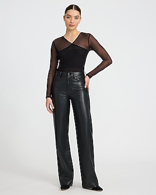 Mesh V-Neck Cross Front Bodysuit