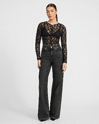 Lace Ruched Crew Neck Long Sleeve Tee - image 4