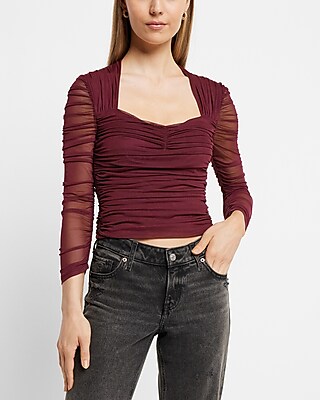 TULLE MESH SET LS SWTHRT TOP 8609734:PITCH BLACK:XXS