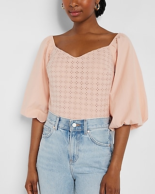 売れ筋商品|||ニューヨークコレクション カットソー トップス レディース Plus Size Short Puff Sleeve Sheer Inset Top Mauve Ice Moon Women's Plus Size Georgia Dusty Mauve Top