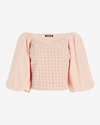 Eyelet Puff Sleeve Top