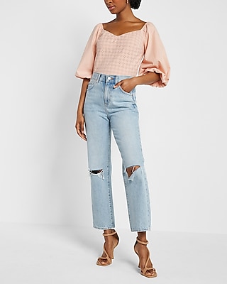 Eyelet Puff Sleeve Top