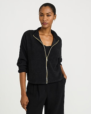 トップス Bukkime Mock Neck Zip Front Sweatshirt Jacket | Express