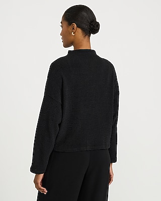 Mock Neck Zip Front Sweatshirt Jacket | Express