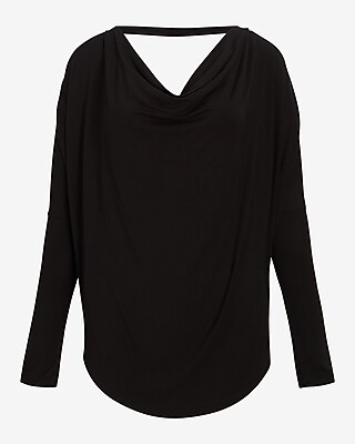 Long Sleeve Cowl Draped Back London Tee - image 3