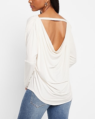 Long Sleeve Cowl Draped Back London Tee Women's