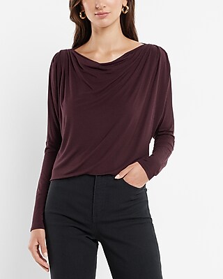 Long Sleeve Cowl Draped Back London Tee