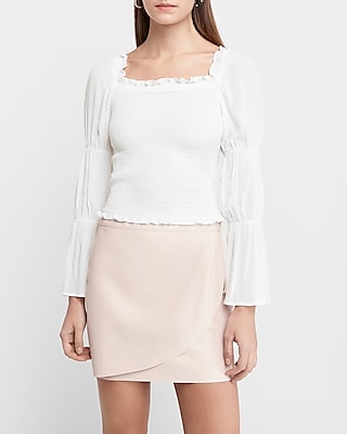 square neck smocked top