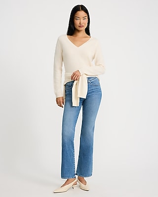 Mid Rise Bootcut Ankle Medium Wash Jeans Hyper Stretch