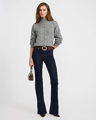 Mid Rise Bootcut Split Hem Dark Wash Jeans in Hyper Stretch