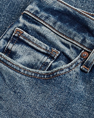 Mid Rise Medium Wash Ripped 90s Ankle Boot Jeans