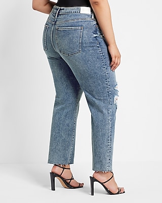 Mid Rise Medium Wash Ripped 90s Ankle Boot Jeans