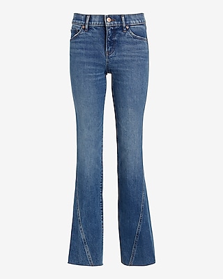 Low Rise Medium Wash Twist Front Seam Bootcut Jeans