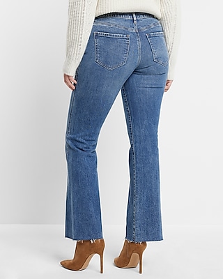 Low Rise Medium Wash Twist Front Seam Bootcut Jeans