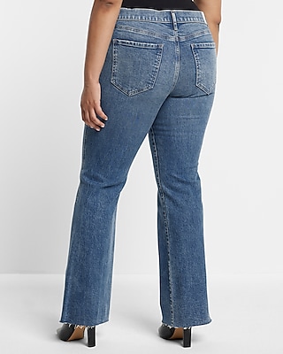 Low Rise Medium Wash Twist Front Seam Bootcut Jeans