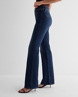 Mid Rise Dark Wash Patch Pocket Bootcut Jeans - image 3