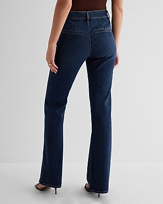 Mid Rise Dark Wash Patch Pocket Bootcut Jeans - image 4