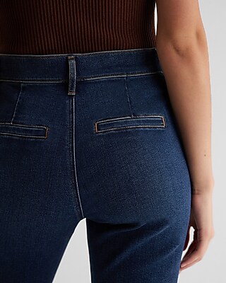 Mid Rise Dark Wash Patch Pocket Bootcut Jeans - image 5