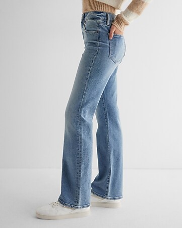 Express Jeans Adult 8L LONG Blue Denim MIA Boot Cut Mid Rise Womens 28x28