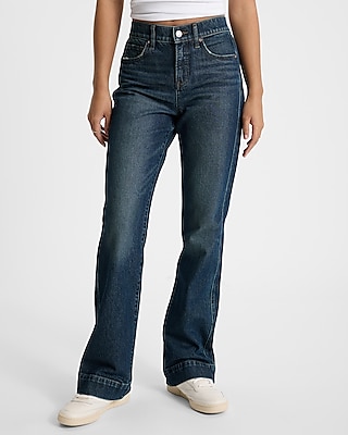 Mid Rise Dark Wash Tall Hem Bootcut Jeans