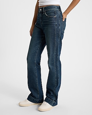 Mid Rise Dark Wash Tall Hem Bootcut Jeans