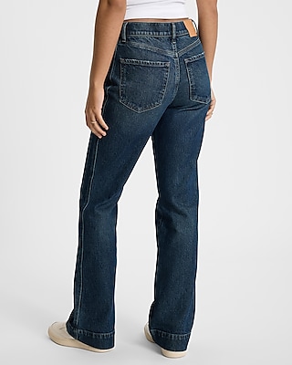 Mid Rise Dark Wash Tall Hem Bootcut Jeans